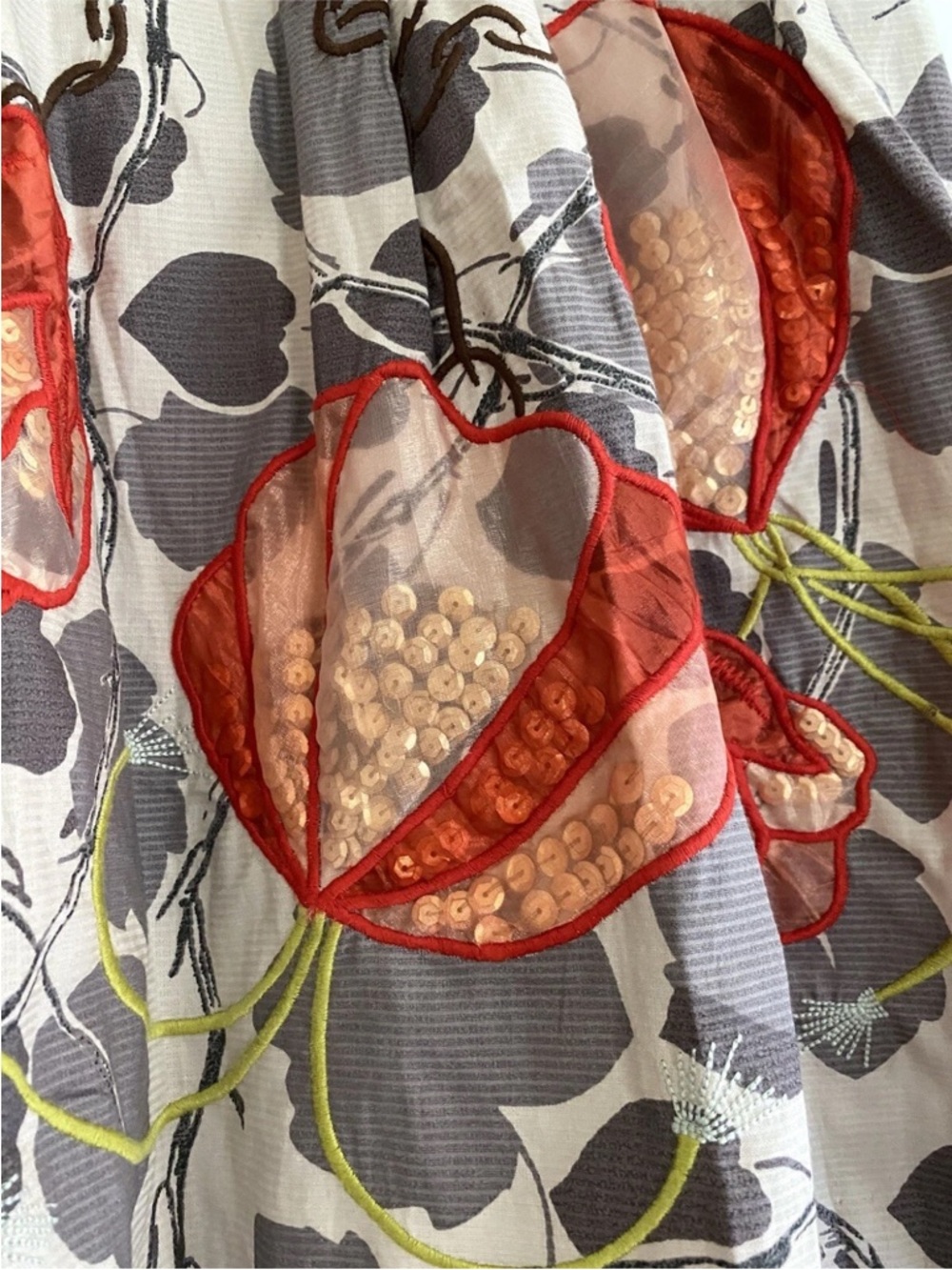 NWT Anthropologie Floreat Embroidered Floral Skirt Sequin Appliqué Boho Size 4 - Picture 5 of 10